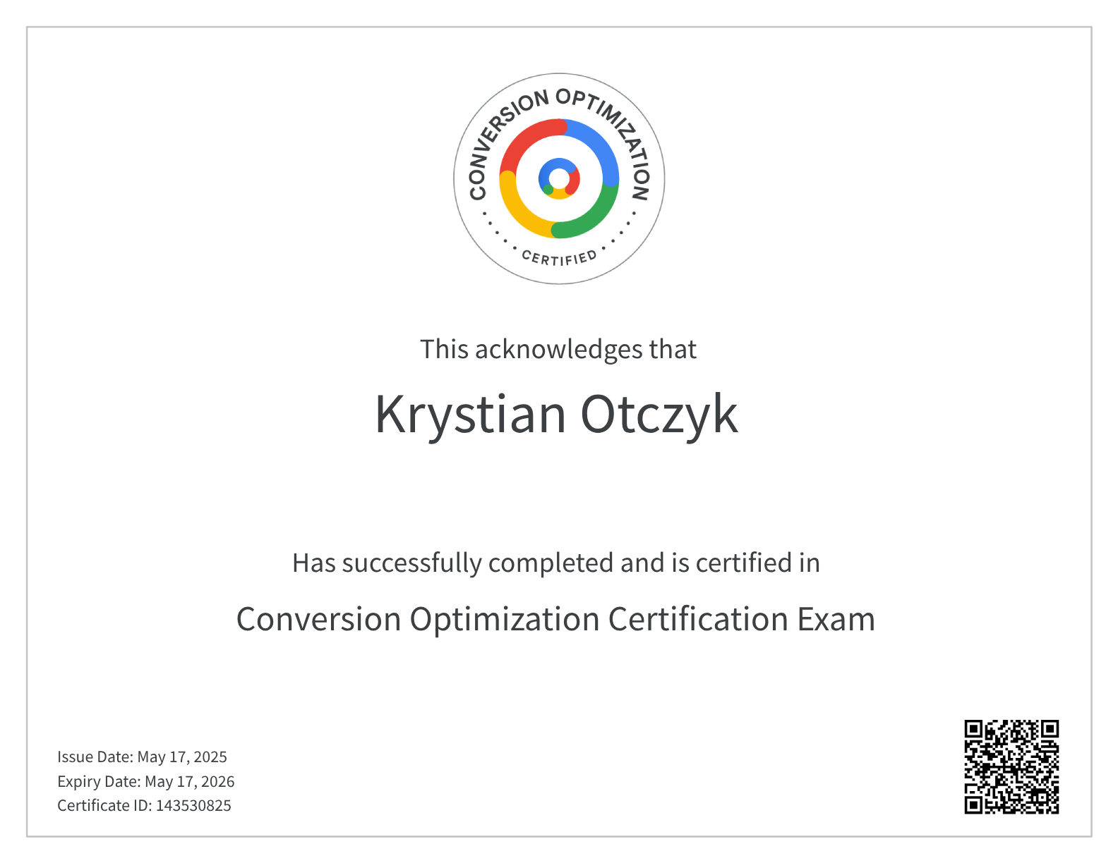 Certyfikat Google